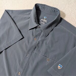 Kuhl Tufflex Shirt Mens Med Gray Short Sleeve Stretch Hiking 7127